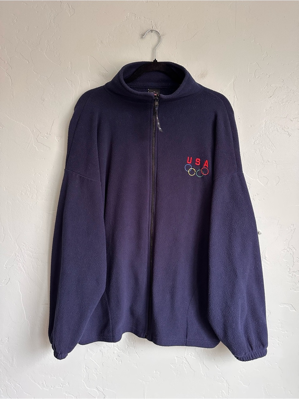 90’s Vintage USA Olympic Navy Full-Zip Fleece Jacket Adult Size XL